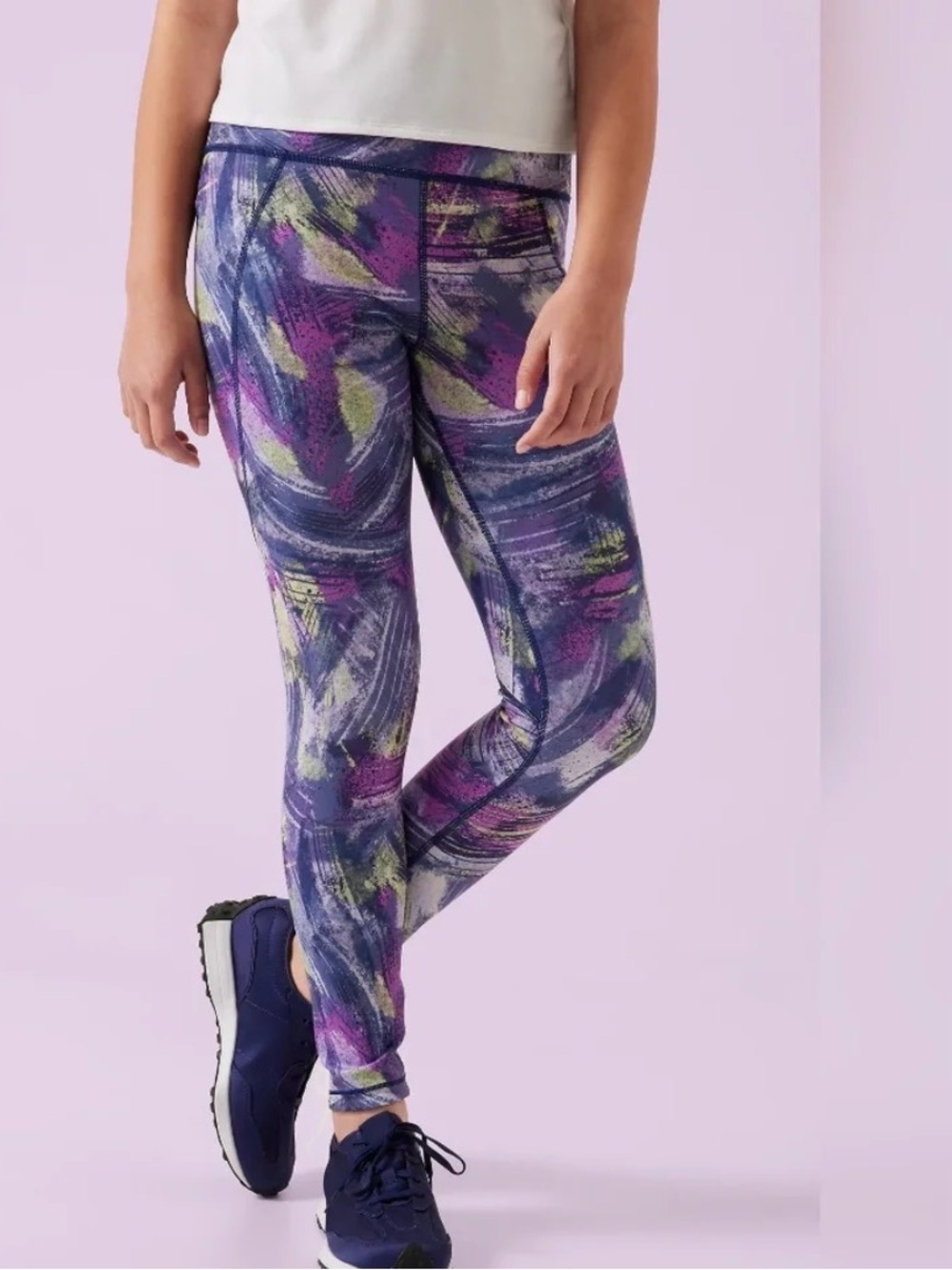 Athleta Girls' Simone Biles Purple Abstract Print Leggings XL 14